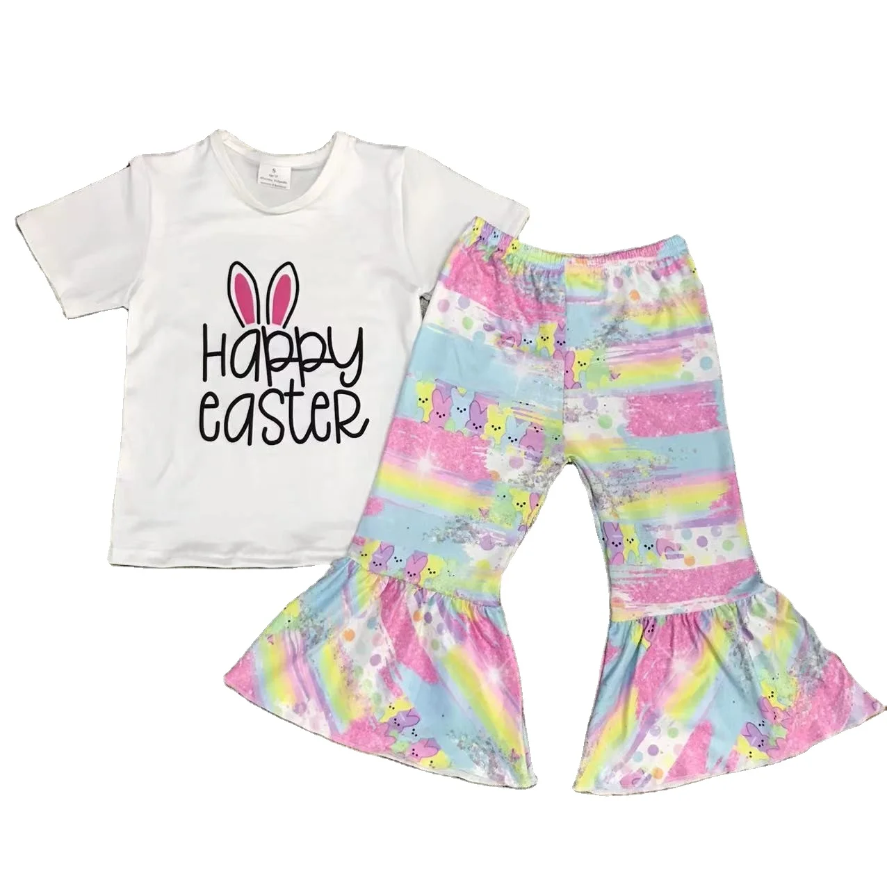 Wholesale Children Clothing Flower Pattern Design O-neck Best Selling Products Girl Outfits