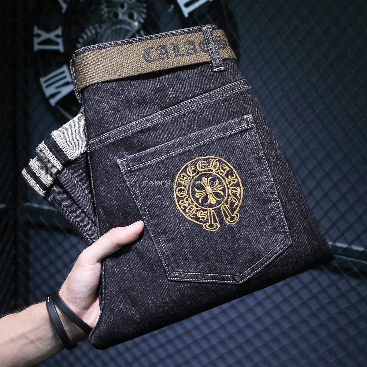 2024 Autumn and Winter Fashion Versatile Slim Fit Straight Leg Jeans Factory Wholesale Custom Embroidered logo Jeans