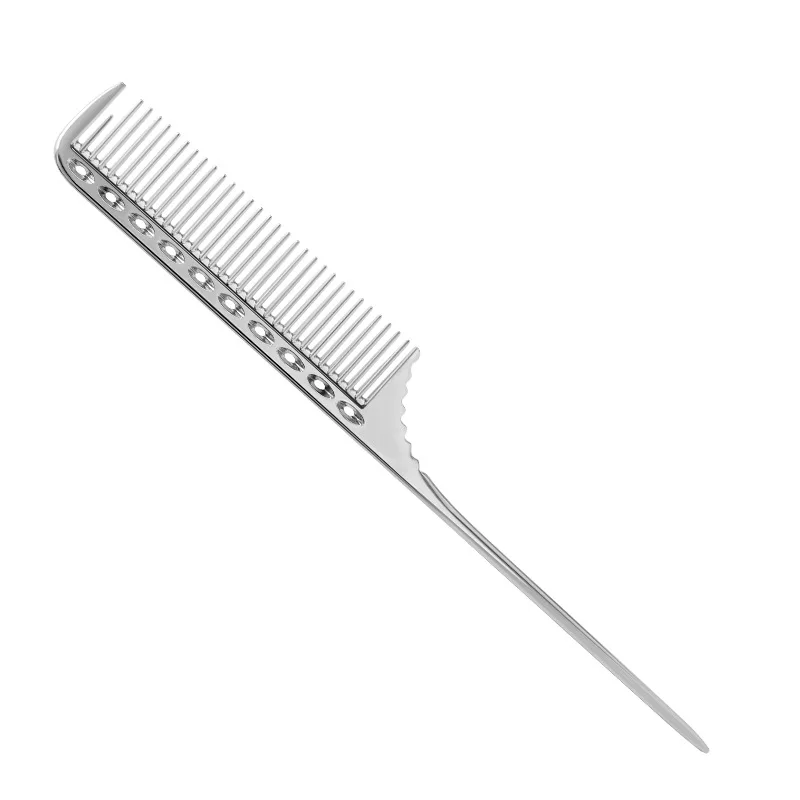 Metal Fine Tooth Hair Dyeing Comb Salon Tool Stainless Steel Hair Pick Comb Space Aluminum Hair Comb