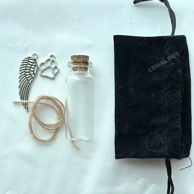 dog cat hair fur teeth keepsake container glass bottle for pet hair Pet fur glass bottle keepsake
