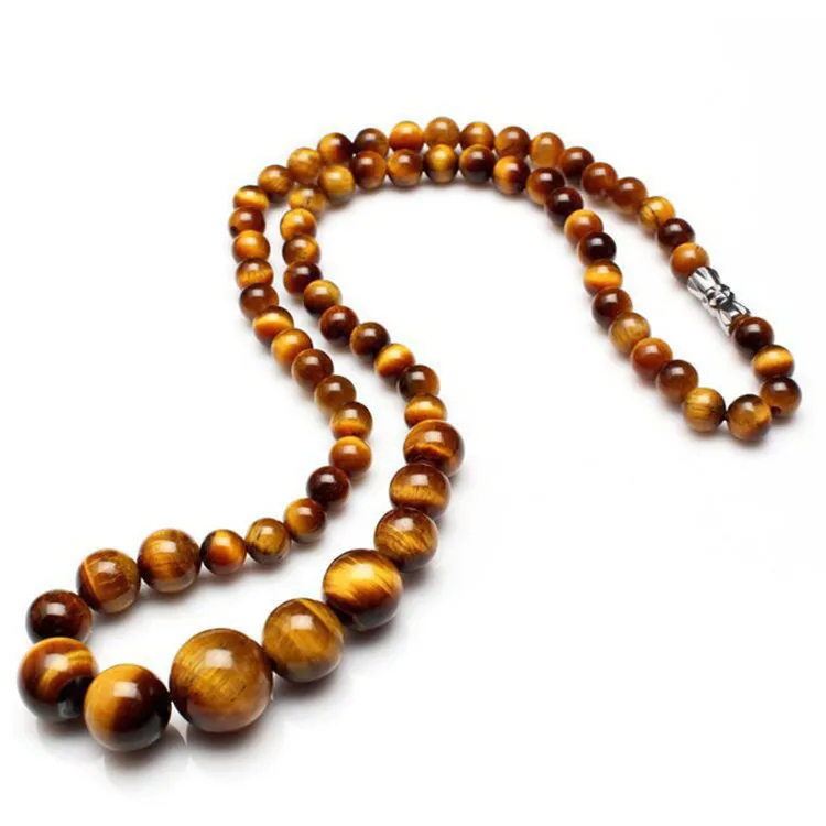 Natural Stone Tourmaline Round Pearl Agate Necklace Turquoise Tiger eye 6/8/10mm Aquamarine Malachite Tower Necklace for women