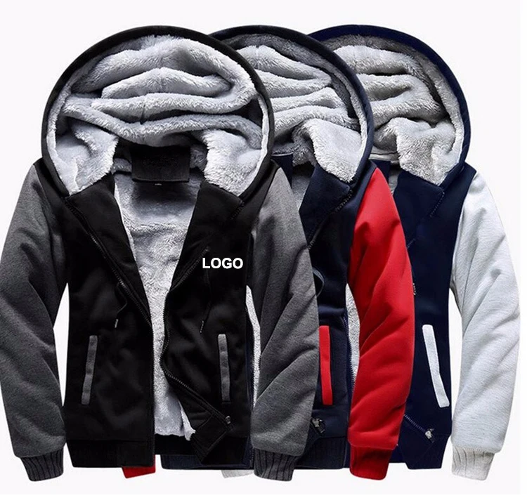 100% Cotton Winter Fleece Jacket Men Varsity Jacket Custom Letterman Jacket For Men Zip Up Hoodies Custom Logo Men Zipper Hoodie
