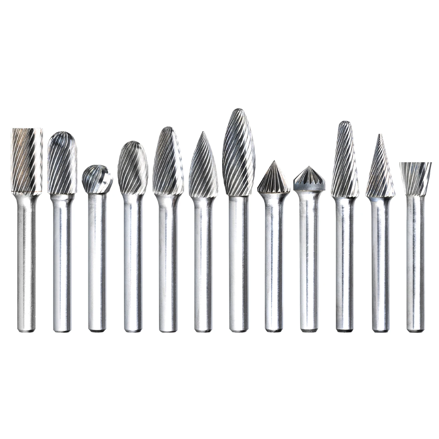 Standard Single Cut Carbide Burrs Set 6mm 6.35mm Shank Dremel Tool Parts Metal Rotary Burrs Rotary Files