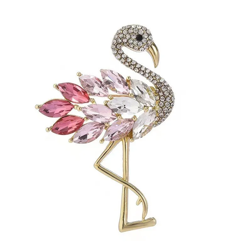 Crystal Flamingo Lapel Pin Coat Blazer Brooch