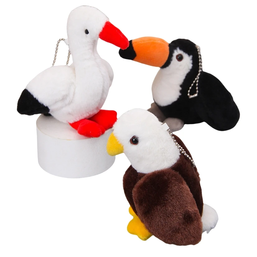 cute Soft Fluffy swan plush keychains toy Toucan Stuffed Animal Toy bird  key chains Bird keyring bag pendant owl plush keychain