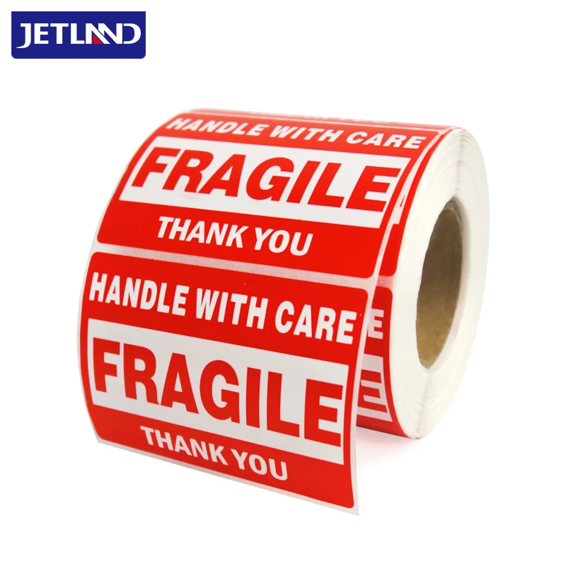 Shipping label red fragile paper warning label sticker sheet for thermal transfer printer