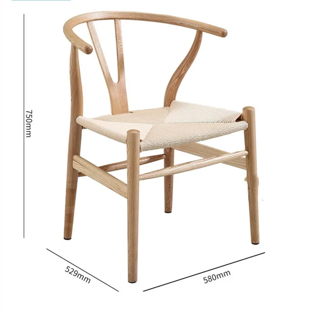 Wishbone Chairs Hand Weaving Courtyard  Outdoor Wood Chair Leisure Simple Ash Wood Material Wood Cane Chair