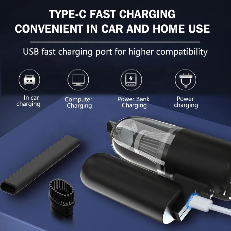 Cordless 2 in 1 mini vacuum cleaner powerful high suction handheld vacuum cleaner for car home
