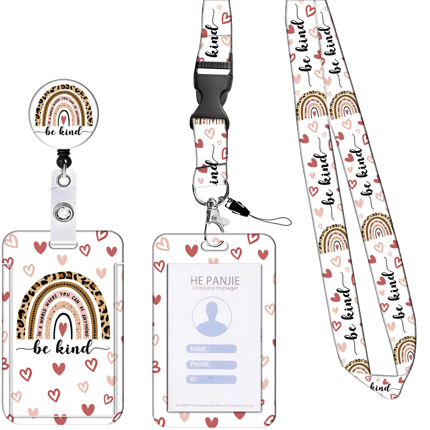 BSBH Factory Price Card Holder With Lanyard and Retractable Badge Reel Clip For Teacher Nurse Student ID Card Holder Keychain