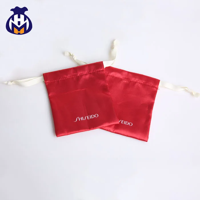 wholesale small custom large drawstring satin bag with logo printed gift satin drawstring bag