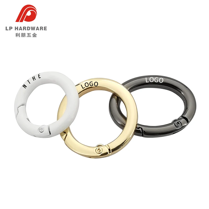 Metal Oval Rings Alloy Spring Clip Buckle Customised Logo O Ring Metal Engraving O Ring