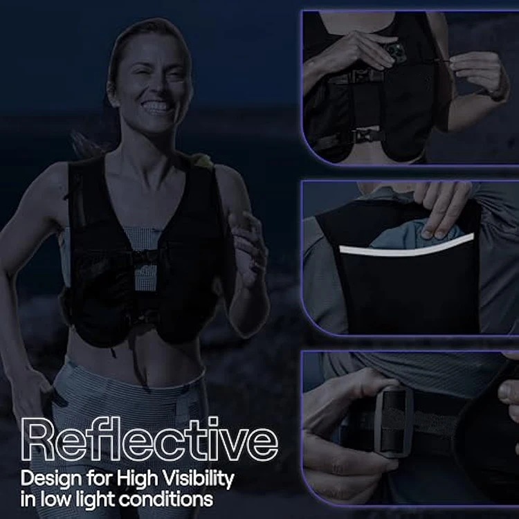 BSCI factory Running Phone Holder Vest, Waterproof Pouch, Reflective, Adjustable Waistband, Water Bottle , 5 Pockets