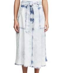 custom acid wash vintage sashes design jeans midi skirts woman denim