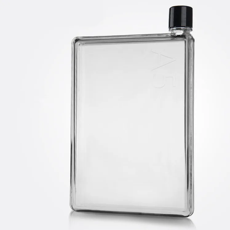 Square Shape A5 Flat Plastic Clear Notebook Water Bottle A5 Flat Plastic Clear Notebook Water Bottle