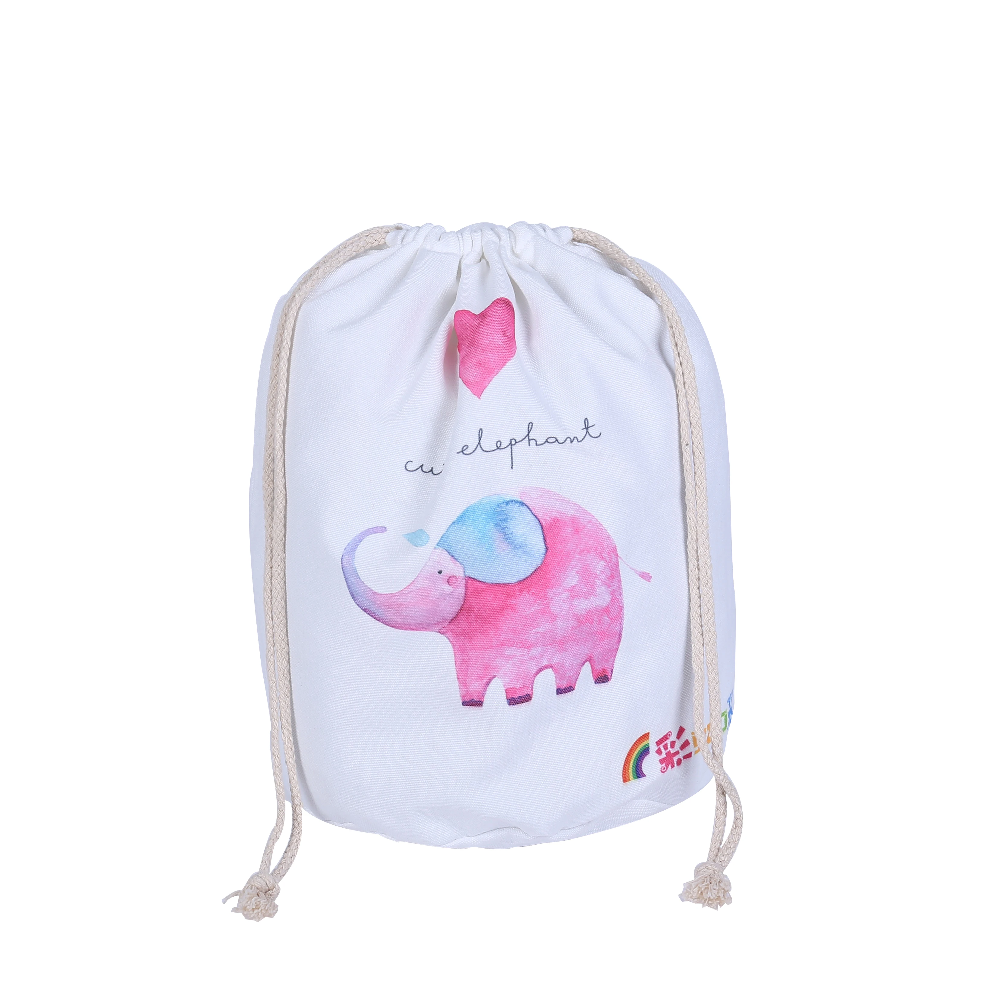 Organic natural white small drawstring bag makeup cotton canvas drawstring gift bags