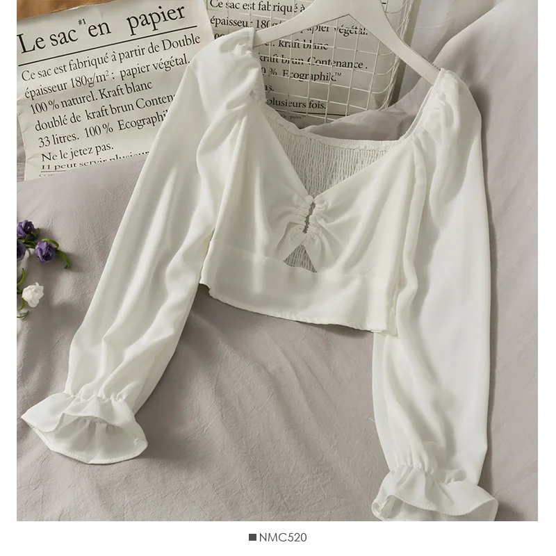 New stylish Korea fashion design women chiffon blouse top OC390