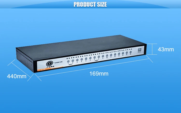 16 Port KVM VGA Switch LCD Monitors, 1080P LCD KVM Console Integrated 16 KVM Cables