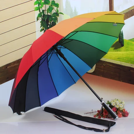 promotional 16 colors rain bow rain umbrella