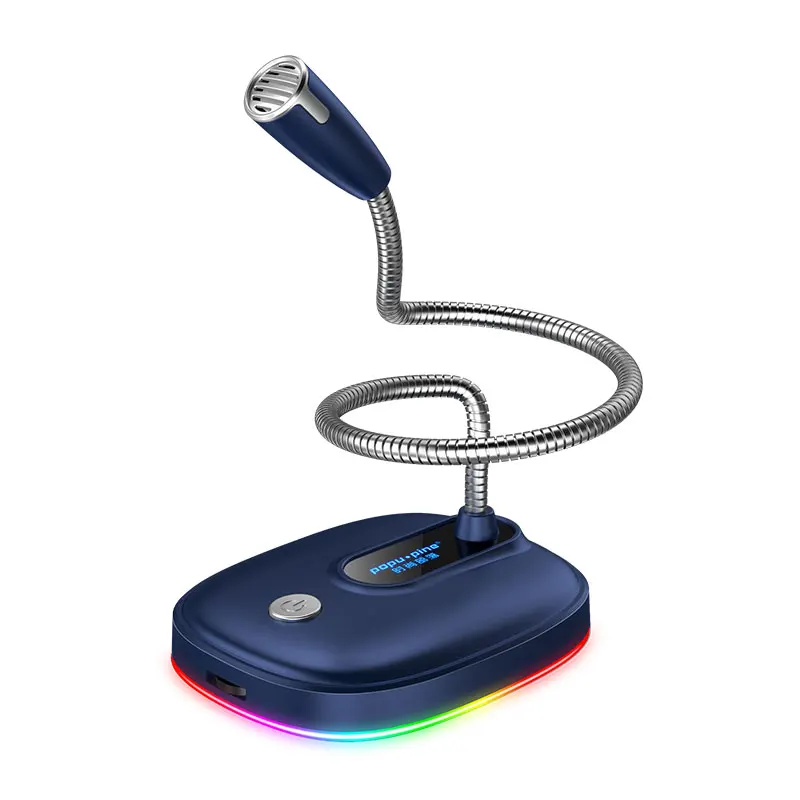 PC accessory computer condenser microphone colorful led light podcast studio microphone