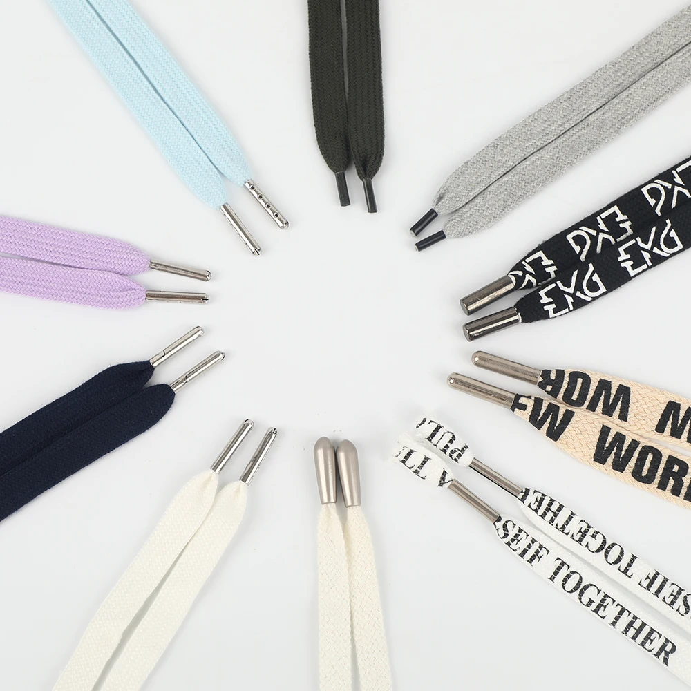 Hoodie cord pure color 12mm drawstring polyester cotton hoodie hat cording trouser drawcord rope with metal tips draw cords