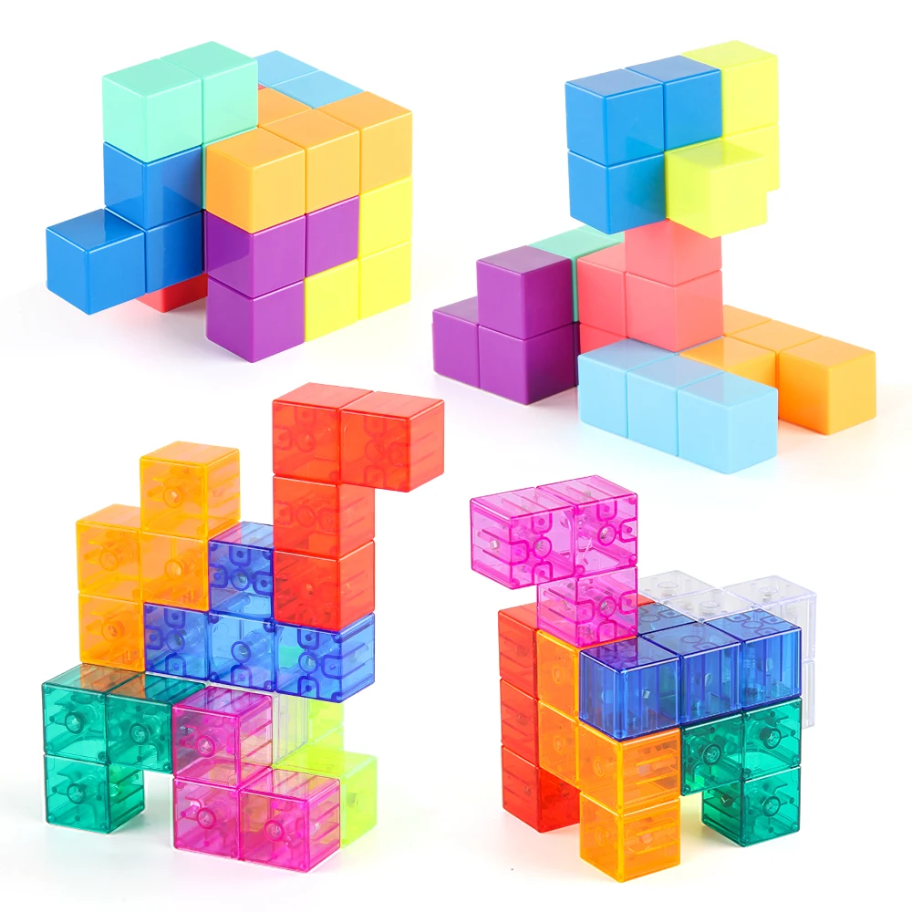 Diy Educational Toy Magnetic Magic Cube Puzzle Magnetic Building Block Toy Stem Plastic Learning Toys Cube