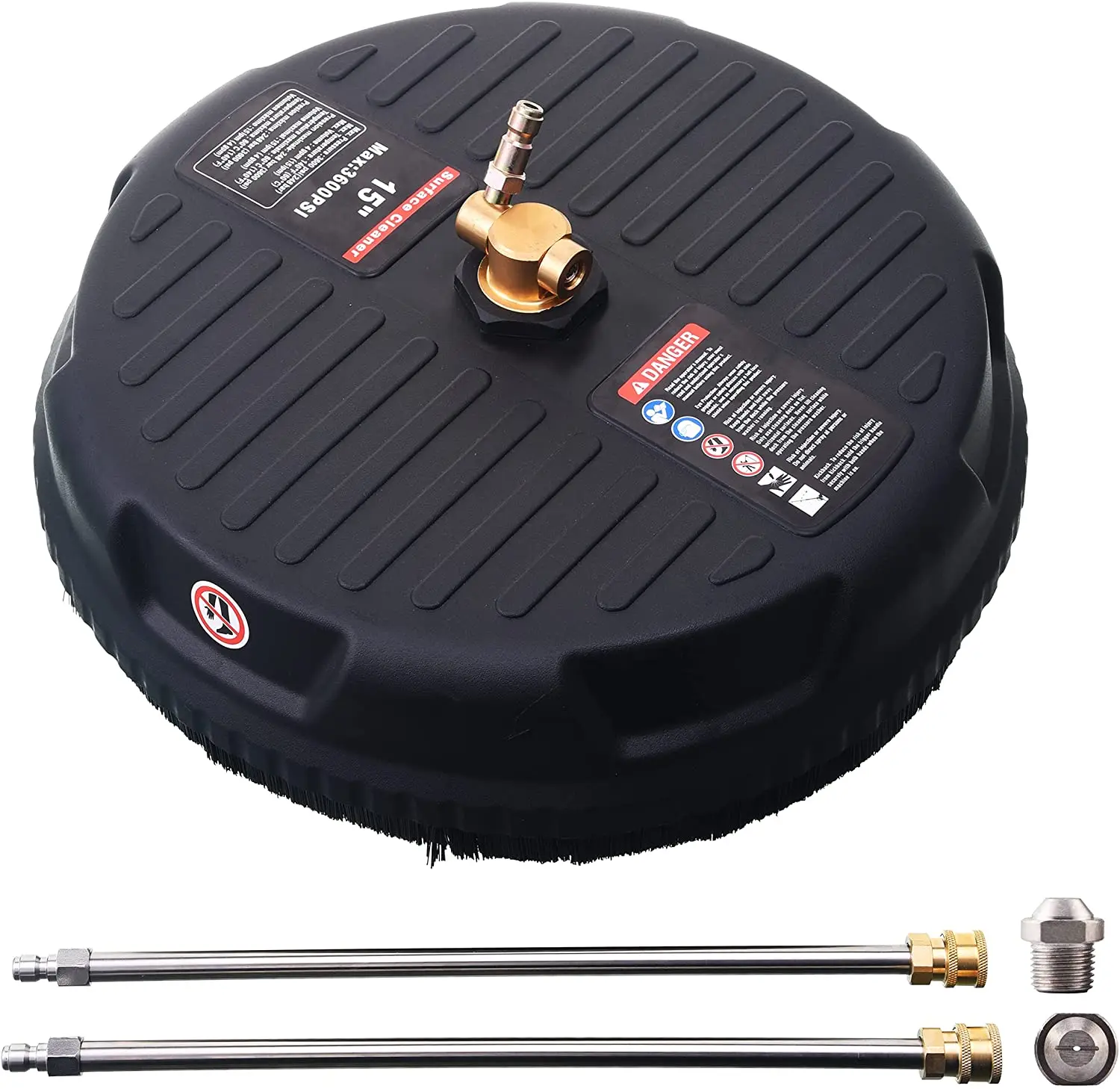 Pressure Washer Surface Cleaner Attachment with Wheels, with 2 Power Washer Extension Wands and 2 Replacement Nozzles, 3600 PSI