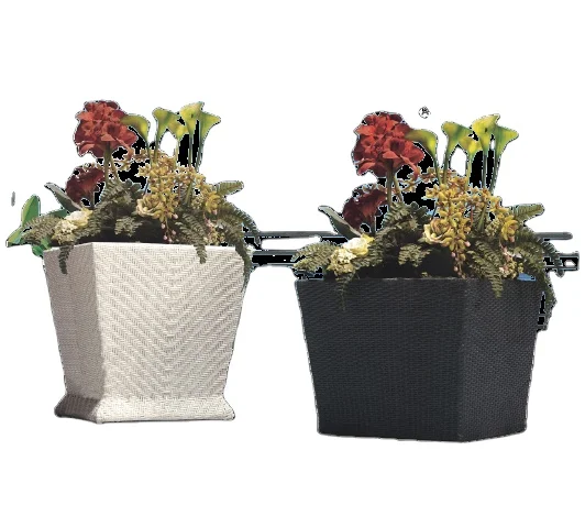 Outdoor hotel resort  office Christmas wicker rattan art decor rectangular  plant container flower pot