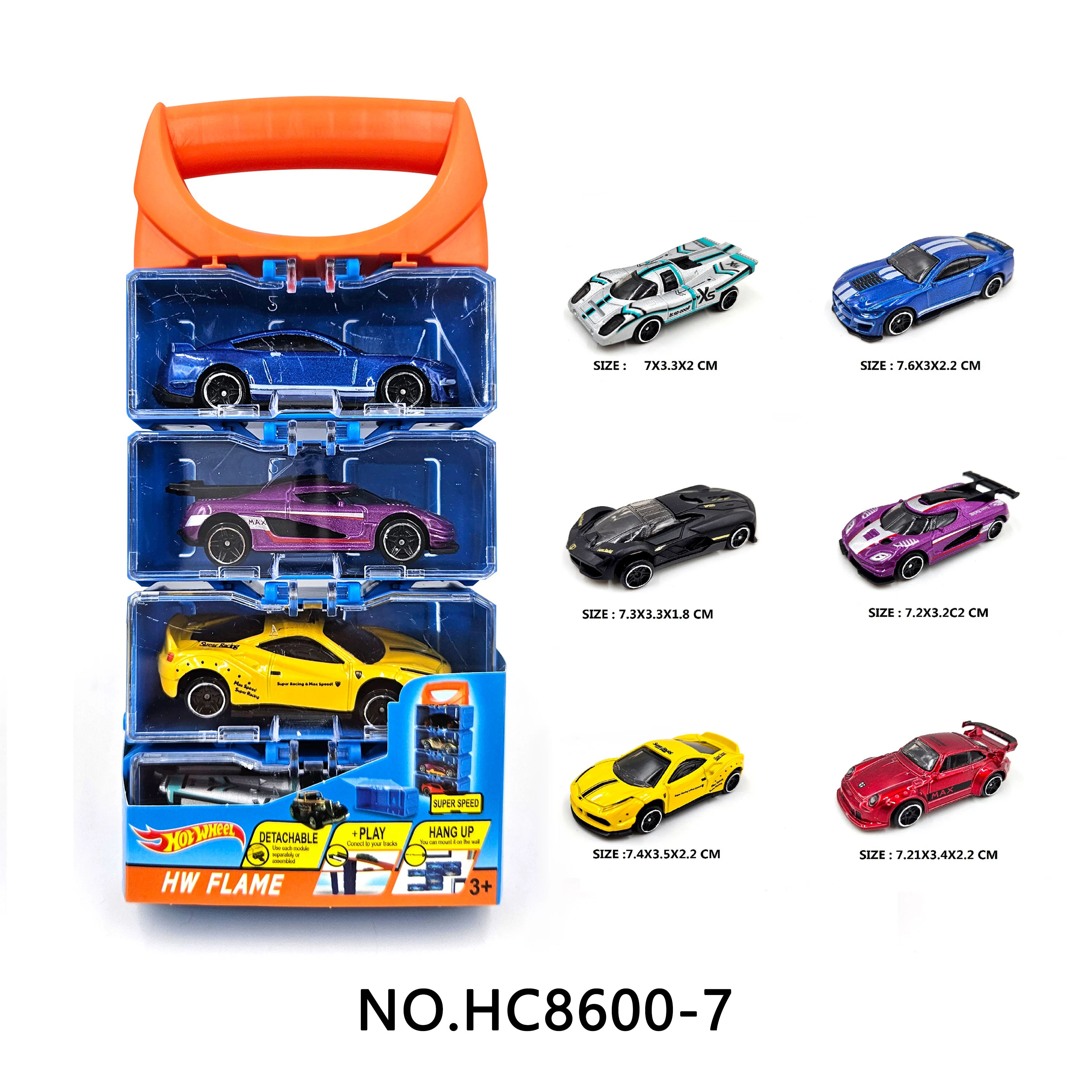HotWheels Style 1:64 Scale 4-Piece Premium Alloy Diecast Portable Box Set DIY Perfect Gift Pull-Back Action Vehicles for Kids 3+