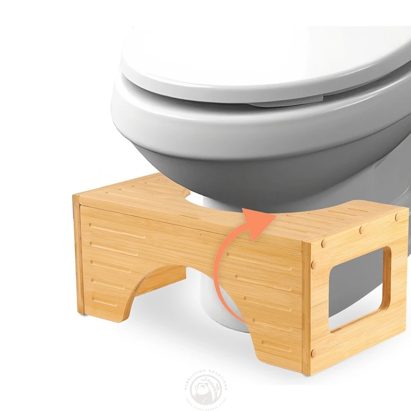 Custom Collapsible Toilet Stool Squatty Potty Bamboo for Bathroom Foldable Poop Stool Non-Slip Toilet Step Stool for Adult