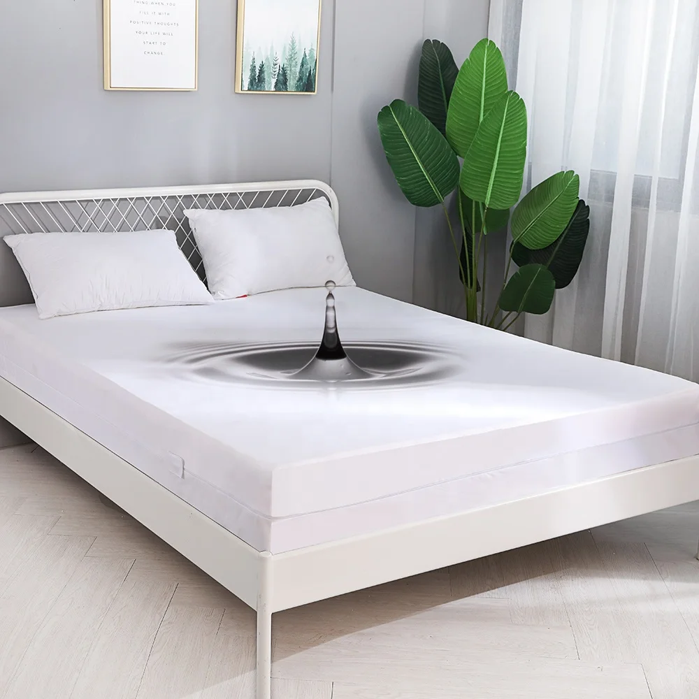 Premium 100% polyester Knitted Mattress Protector Bedbugs Fitted Zippered Waterproof Mattress Cover