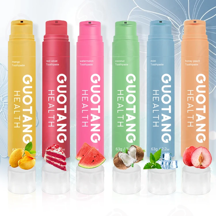 Bulk Wholesale 63g Toothpaste Air Pump Tube Package Fruit Flavor Toothpaste For Bad Breath