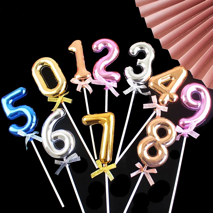 Three-dimensional 0-9 digital gold silver and rose gold happy birthday cake decoration inserts christmas wedding cake topper