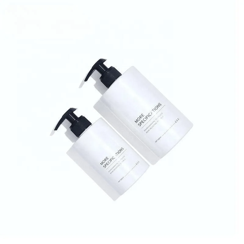 300ml 500ml  matte white cosmetic emulsion clear frosted PET plastic shampoo pump bottles with plastic lid