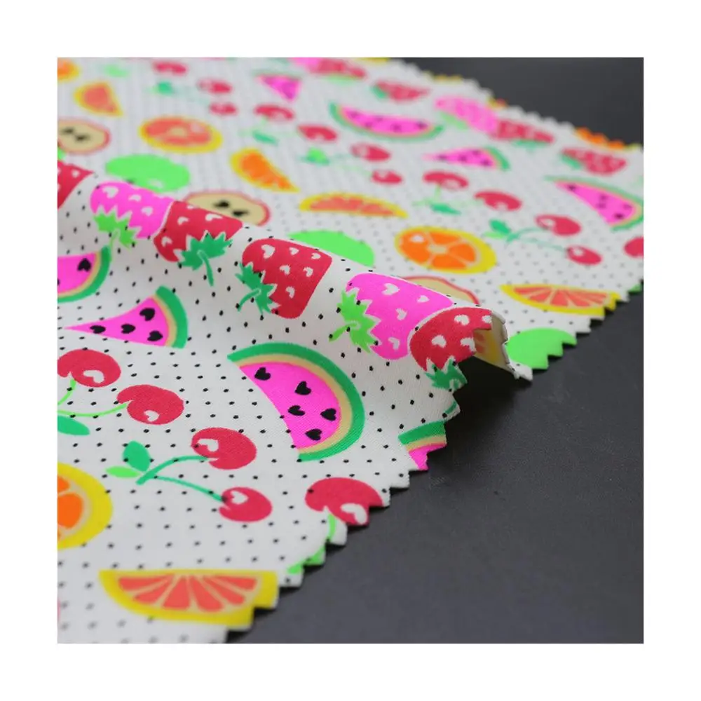High Quality Elastic Cute Fruit Pattern Custom Digital Printed Spandex Polyester Fabric