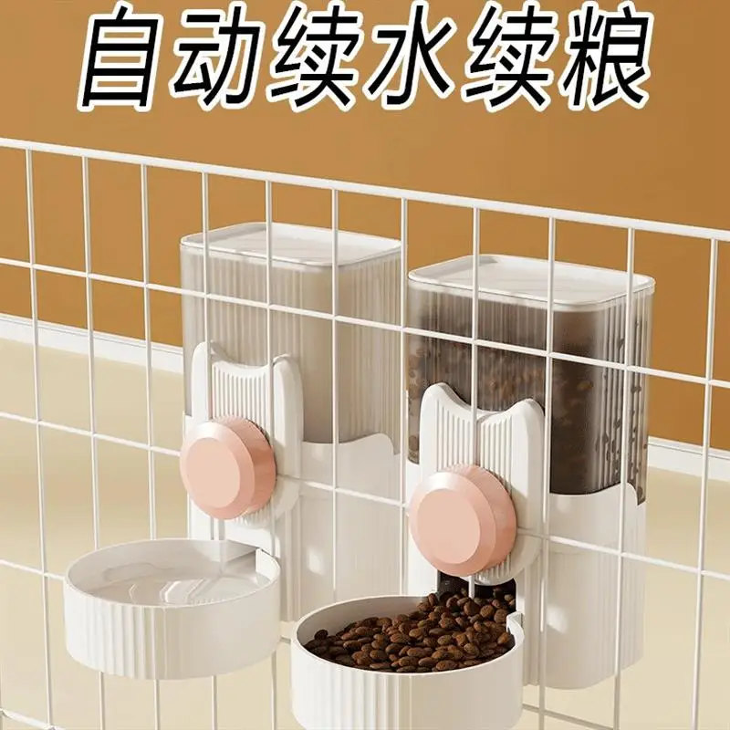 Automatic feeders dogs bottles feeding hanging cages pets Double bowls Hanging water dispenser for cats
