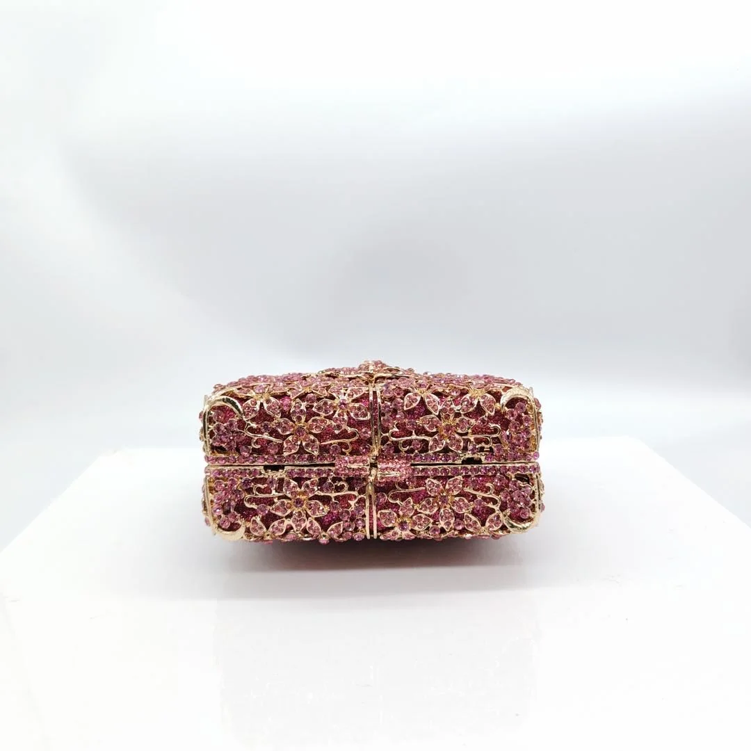 New Product Arrive 3d Flower Crystal Clutch High-End Diamond Wedding Party Rhinestone Purse Evening Bag