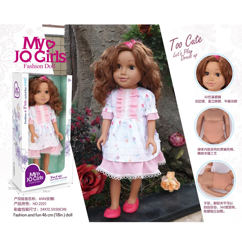 New Arrival 18 Inches Pretty Girl Doll Toys Real Soft Silicone 3D Eyes Dolls American Girls Black Doll Fashion Dress Wholesale