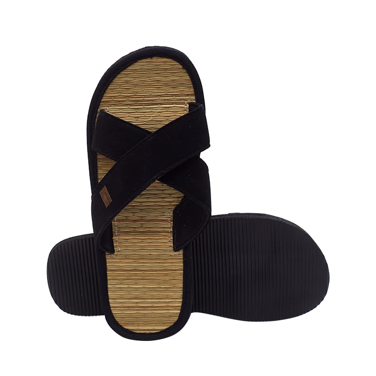Custom Sample Woven Straw Mat Bamboo Flip Flop Hotel Jute Flip Flops Slipper For Spa