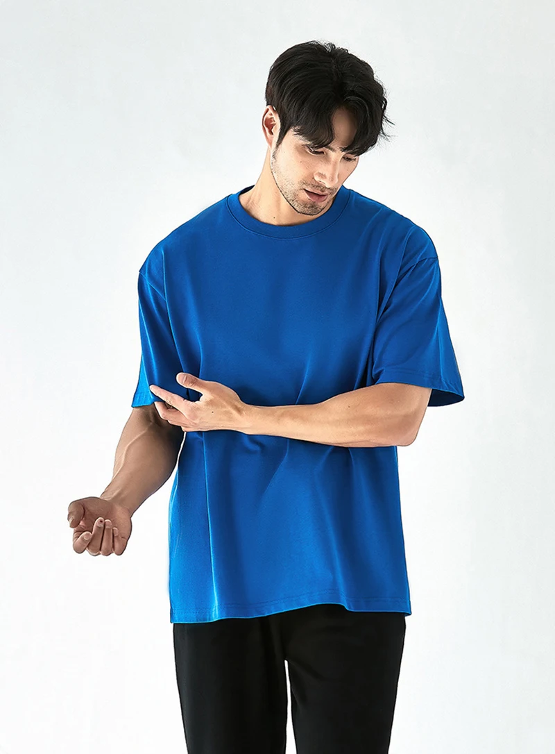 Custom Screen Printing Mens S-shirts. 270G Cotton Drop Shoulder Boxy Round Neck Summer Luxury T Shirt