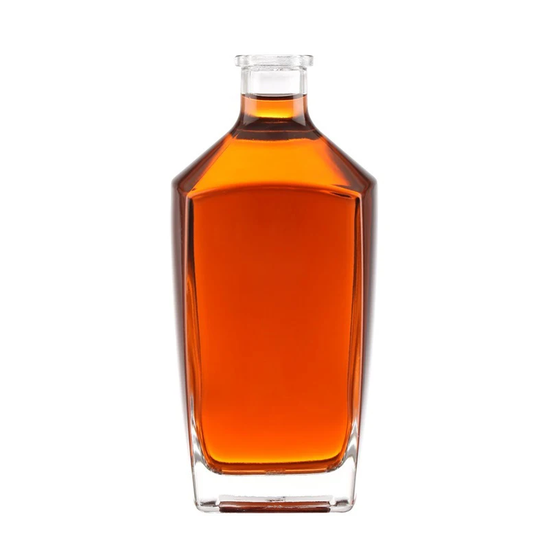 New Design Wholesale Customized Own Design Clear Glass Bottles Liquor Whiskey Alcohol Glass Bottles