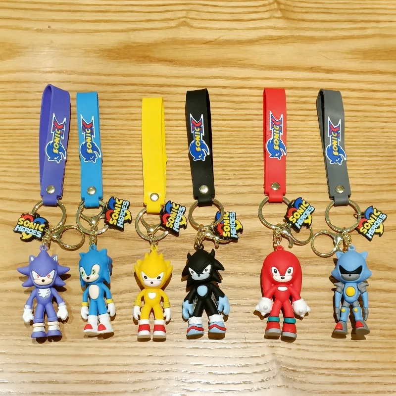 Soniced Tails 3d Keychain Toy And Bag Accessoryeyring Anime Character Key Chain Cute Cartoon 3D Figure Rubber Hedgehoged Soniced