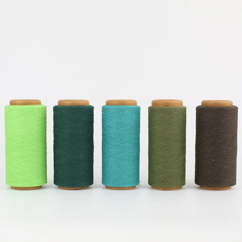 Excellent Colors Recycle cotton polyester blend yarn for socks women plain knitting yarn