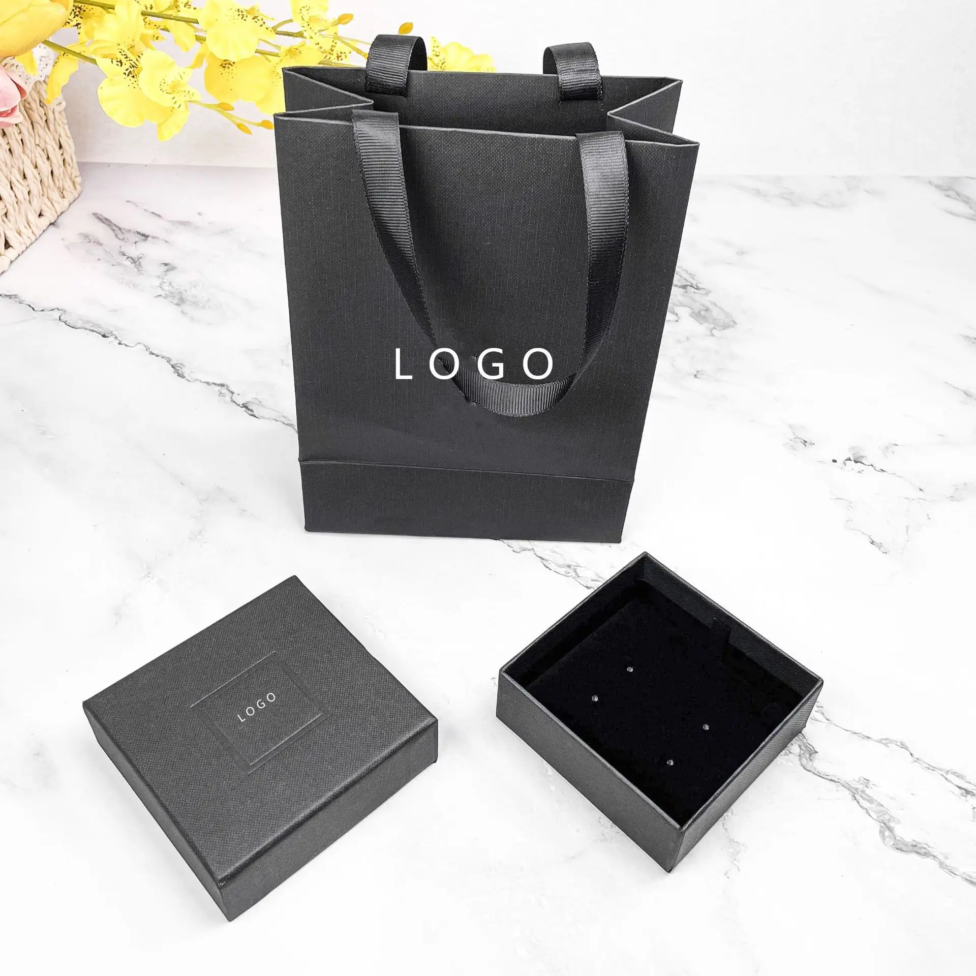 Lucky Moment Wedding Wholesale Custom Logo Leather Jewelry Box Luxury Earring Bracelet Necklace Ring Box Jewelry Packaging set