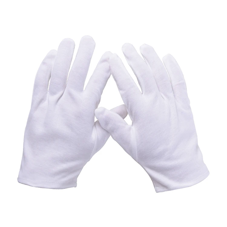 
Best Selling Thin Cotton Parade Uniform Dress Waiters Jewelry Military White Masonic Gloves Jewelry Custom GUN Customized Logo 