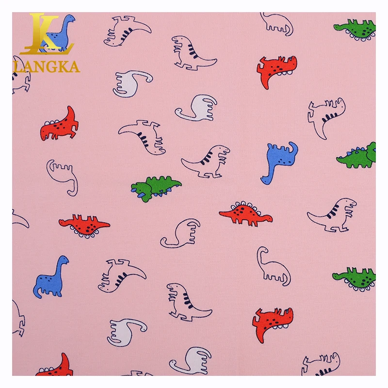 Langka china textile suppliers 180gsm single jersey fabric custom printed cotton spandex fabric for dress and skirt