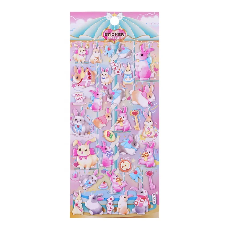 SHANLE Wholesale Cartoon Animal EVA Sticker Set Cute Cat Bear Puffy Sticker Custom Korean Decor Stationery 3D Bubble PVC Sticker
