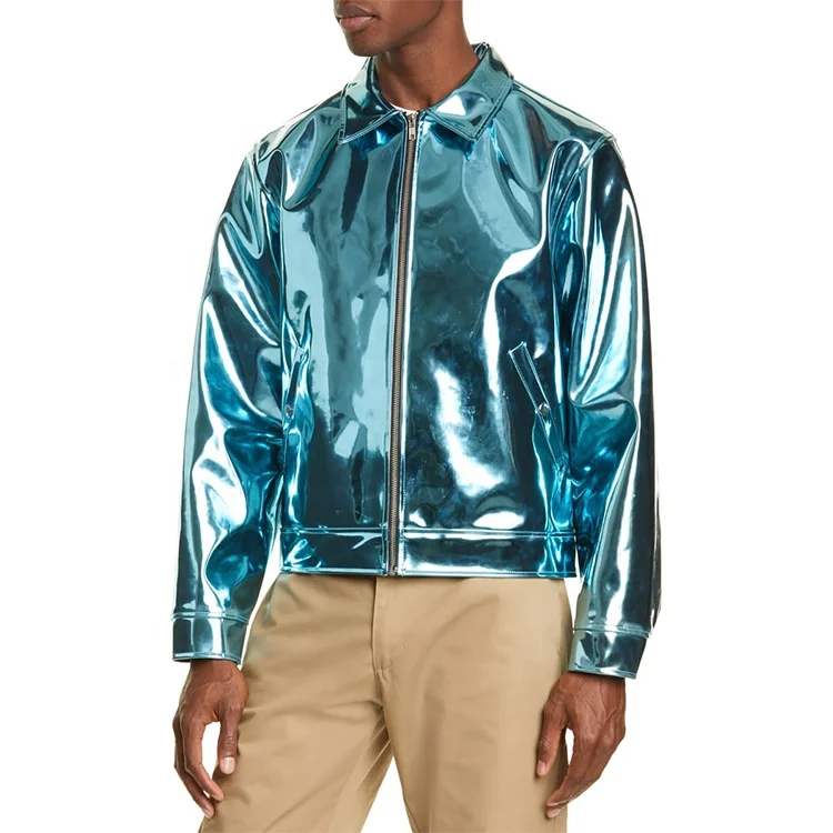 Горячая Распродажа oem мужская мода крутая водостойкая блестящая куртка-бомбер с воротником