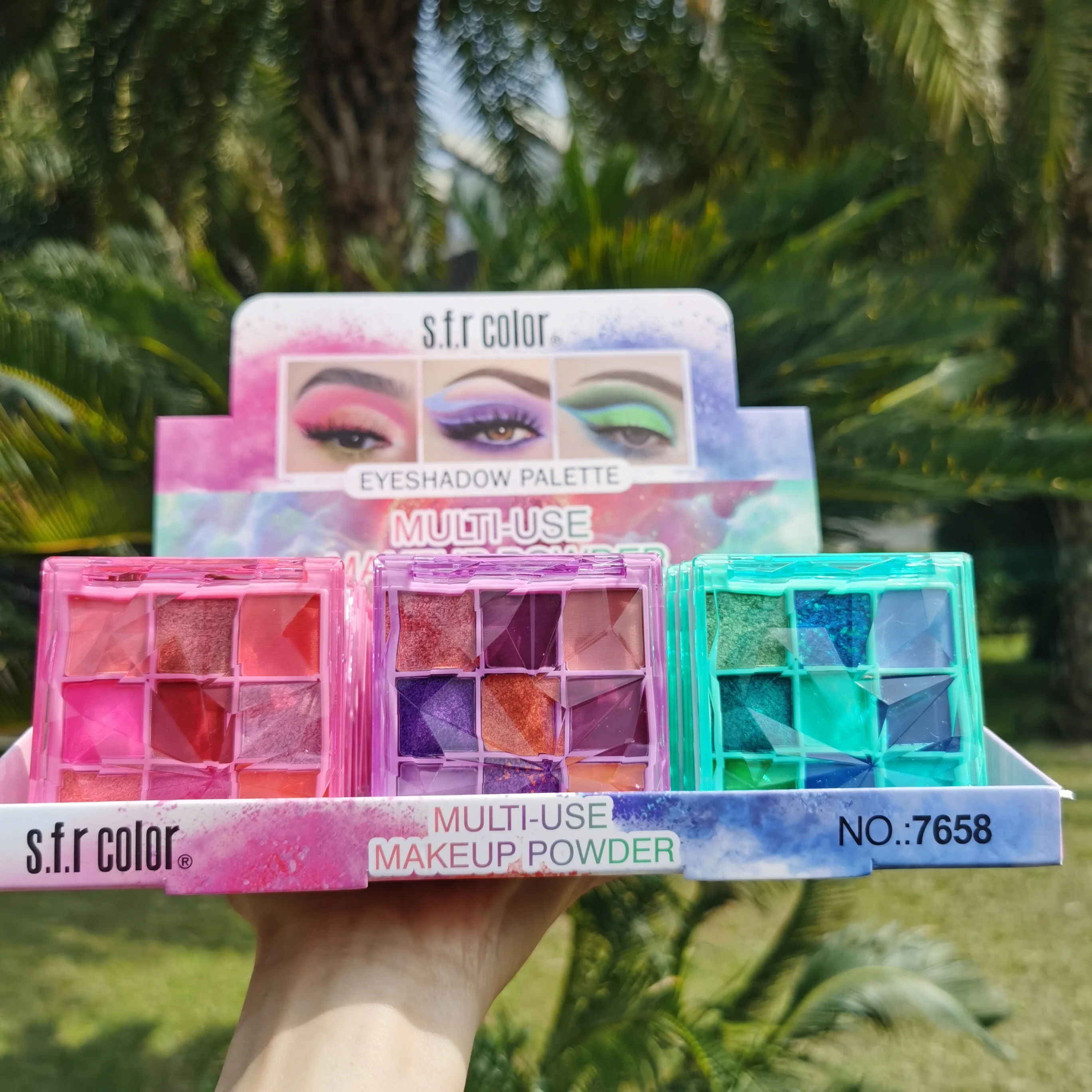 Best selling 4 Colors High Pigment and Waterproof Glitter and Matte mixed  Eyeshadow Shell Makeup Palette