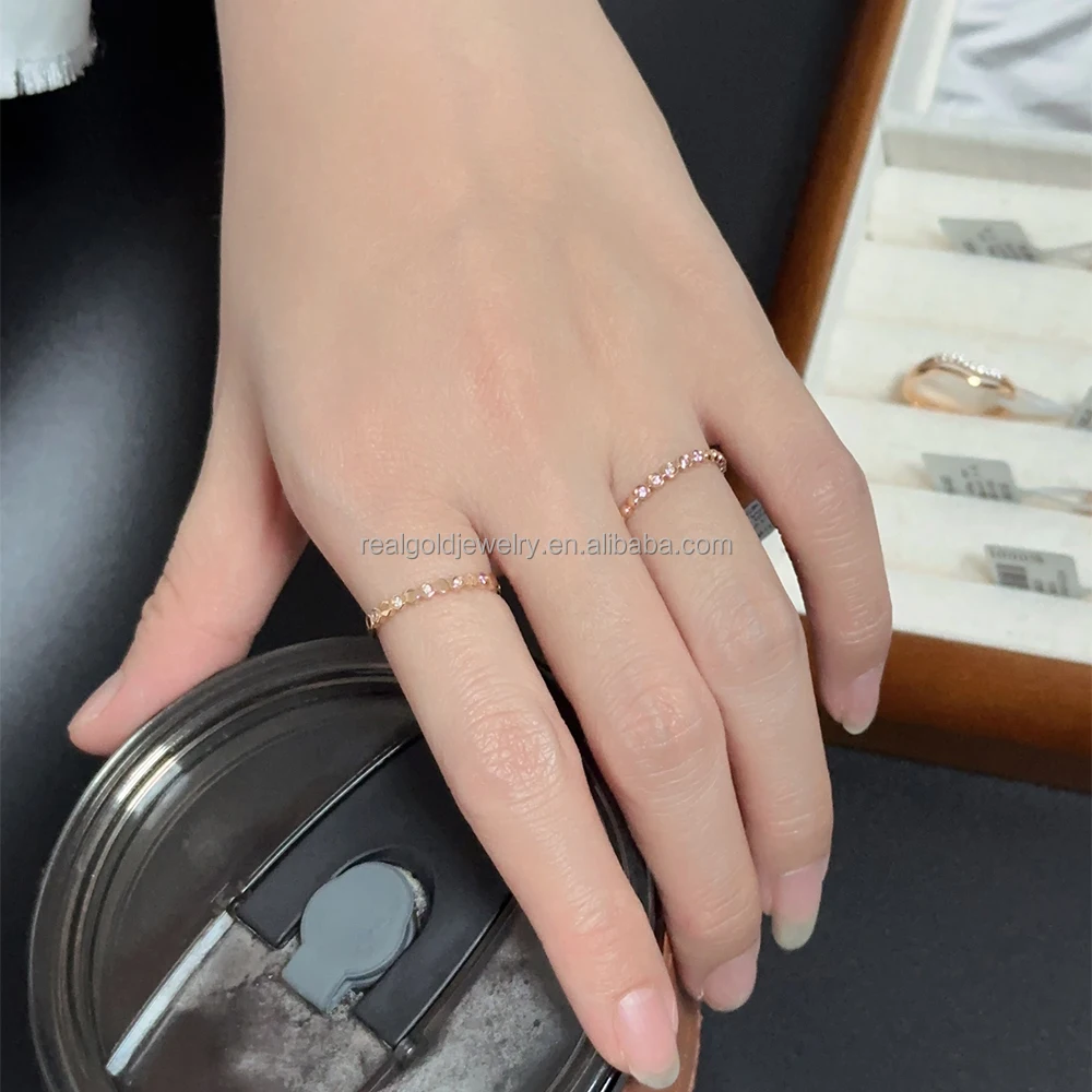 Trendy 18K Solid Gold Natural Diamond Rings Custom Shape and Pattern Elegant Delicate Sweet Finger Ring Fine Jewelry
