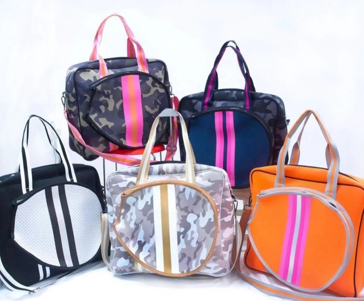 Custom Design Factory Price Neoprene Tennis Bag Beach Tote Handbag Camo Sport Gym Bags travel Shoulder Beach  pickleball  Bag